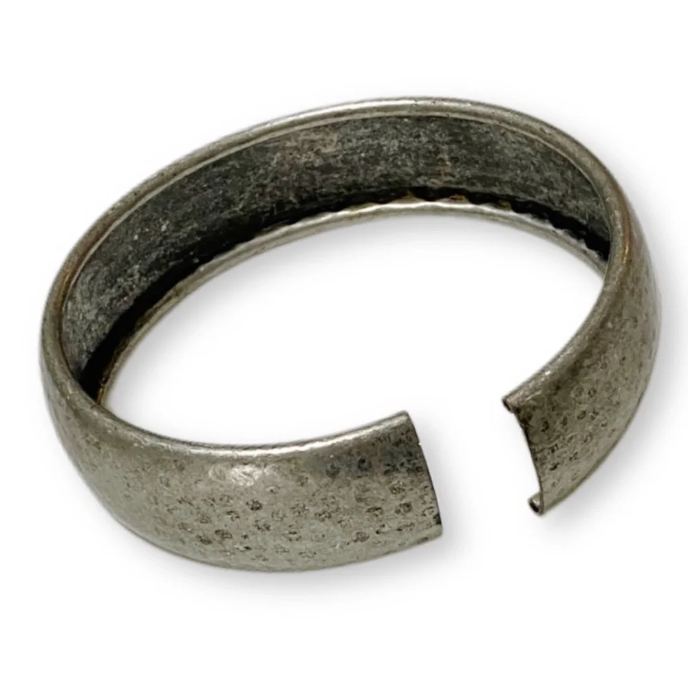Vintage Hammered Bohemian Silver Metal Adjustable 1” Bangle Bracelet